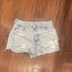 American Eagle Distressed Light Blue Denim Women Shorts